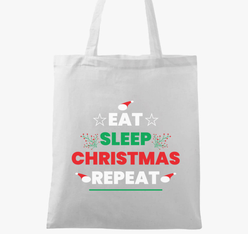 Eat sleep christmas repeat vászontáska — Fehér
