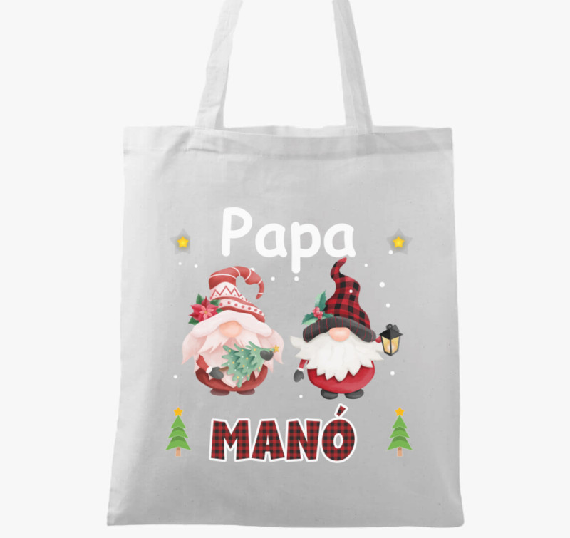 Papa karácsonyi manó vászontáska — Fehér