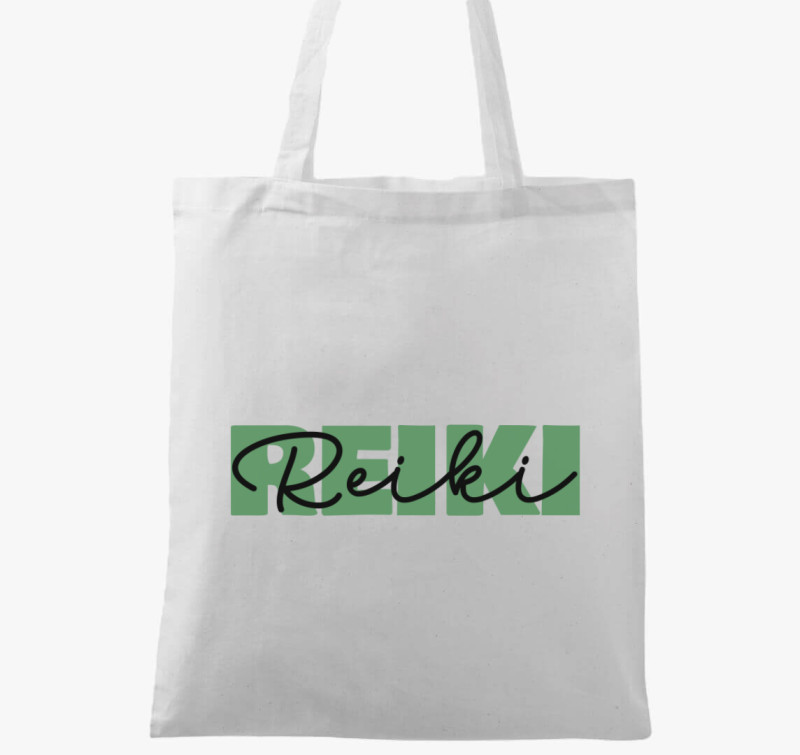 Reiki zöld vászontáska — Fehér