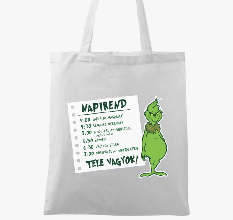 Grincs napirend vászontáska — Fehér