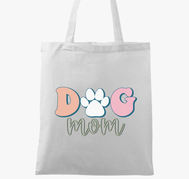 Dog Mom pasztell vászontáska — Fehér