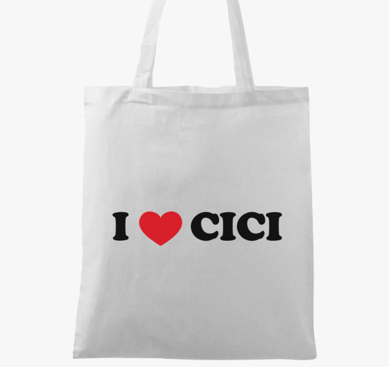 I love Cici vászontáska — Fehér