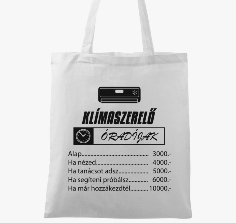 Klímaszerelő vászontáska — Fehér