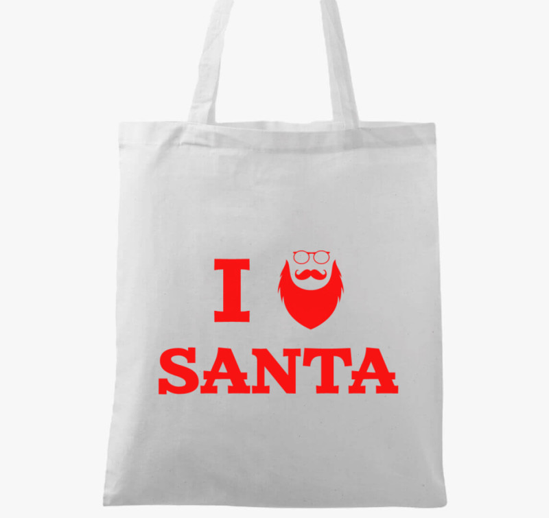 I love Santa - Szeretem a Mikulást vászontáska — Fehér