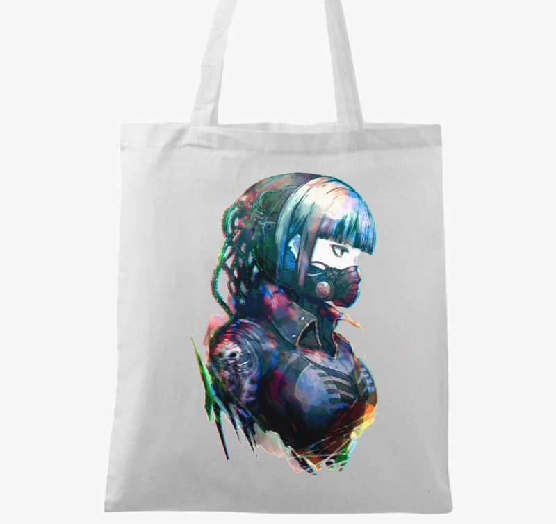 Anime Cyberpunk art vászontáska — Fehér