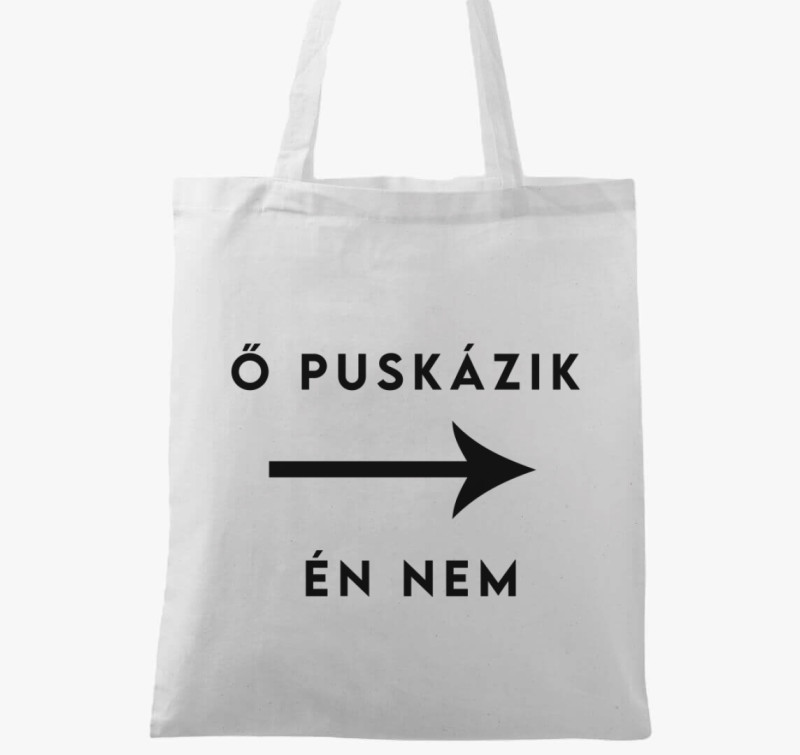 Ő puskázik vászontáska — Fehér