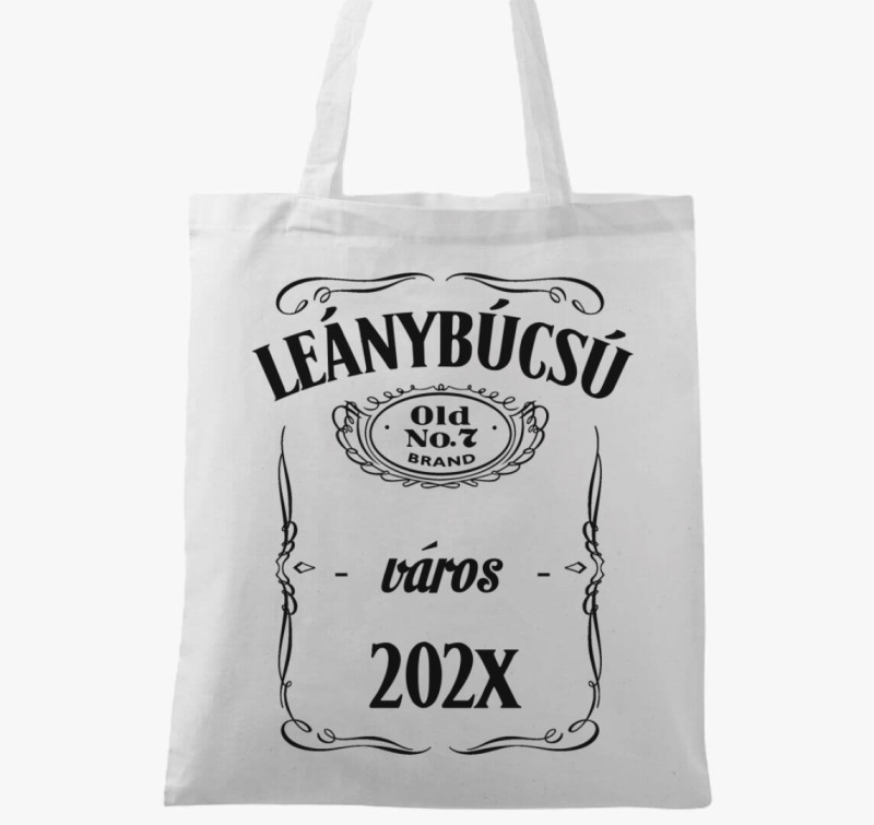 Leánybúcsú csapat vászontáska - Egyedi város + dátum megadással! — Fehér