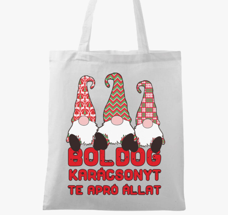 Boldog karácsonyt te apró állat vászontáska — Fehér