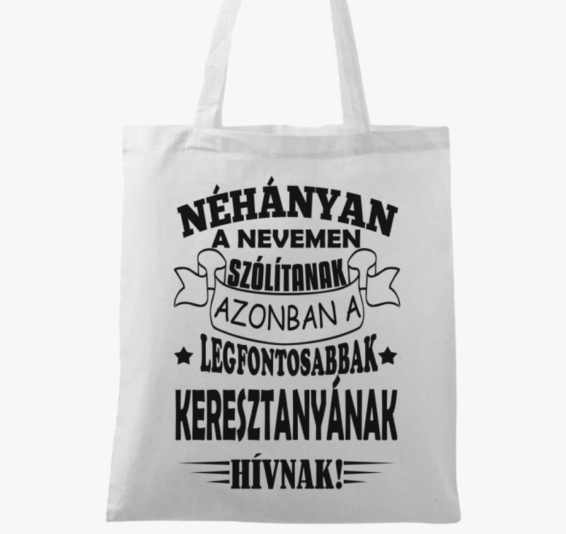 Keresztanyukáknak vászontáska — Fehér