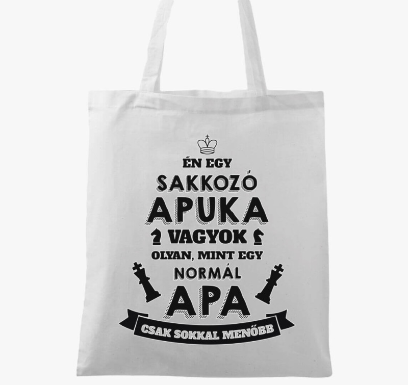 Sakkozó apuka vászontáska — Fehér