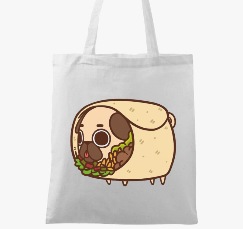 Mopsz burrito vászontáska — Fehér