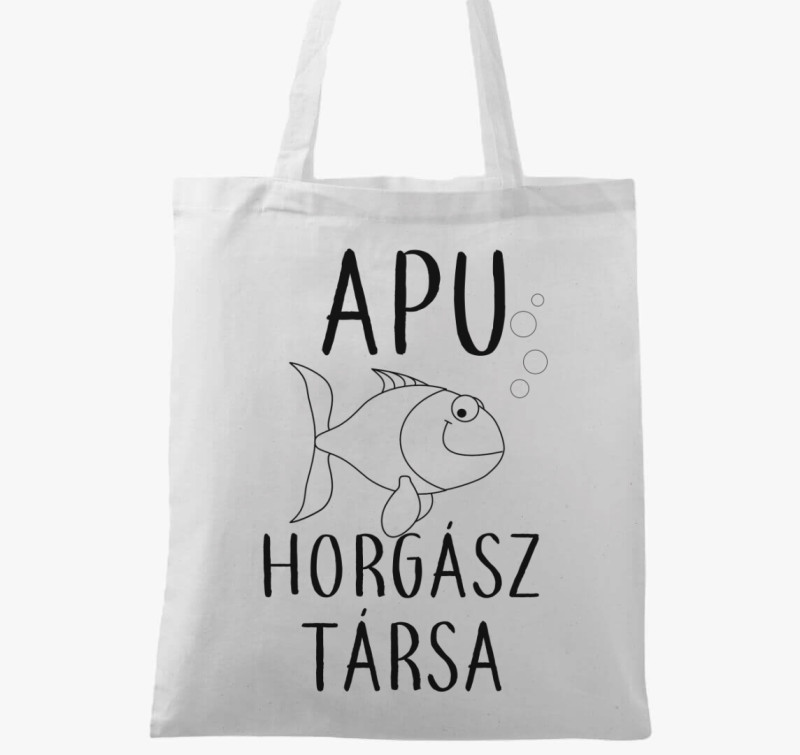 Apu horgász társa-gyerek vászontáska — Fehér