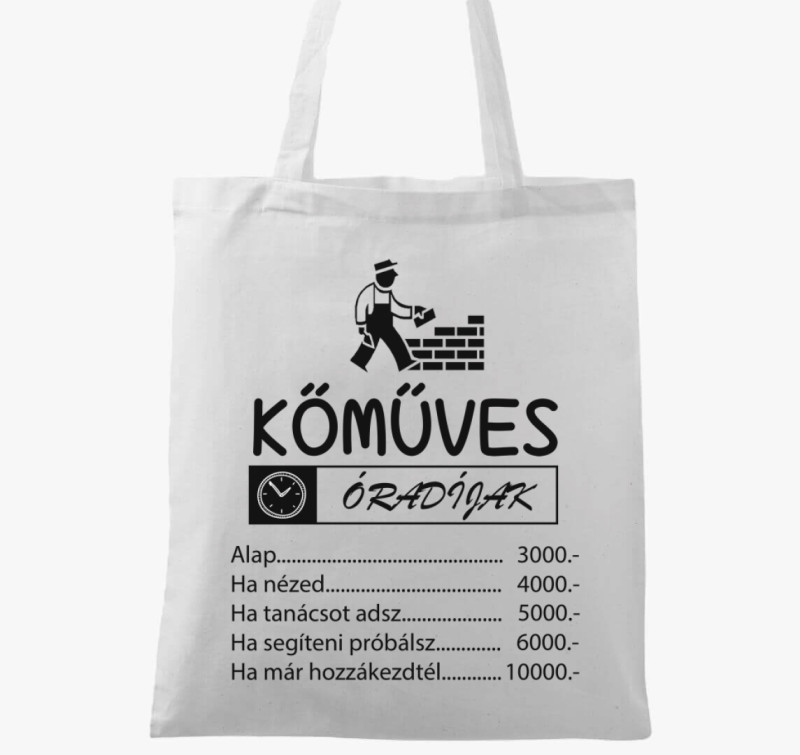 Kőműves vászontáska — Fehér