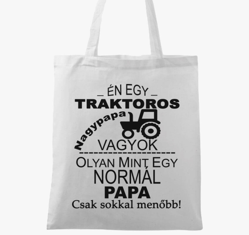 Traktoros papa vászontáska — Fehér