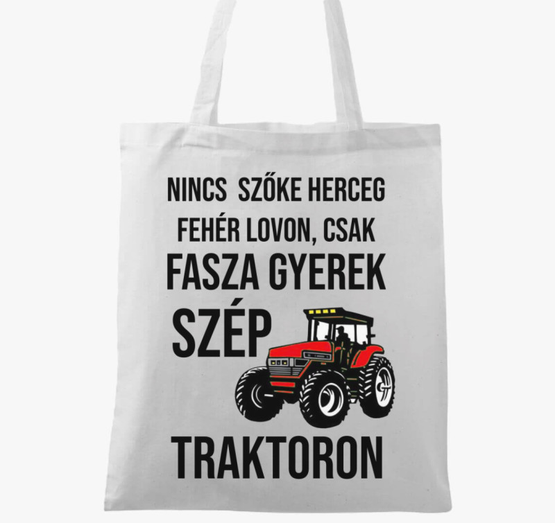 Traktoros faszagyerek vászontáska — Fehér