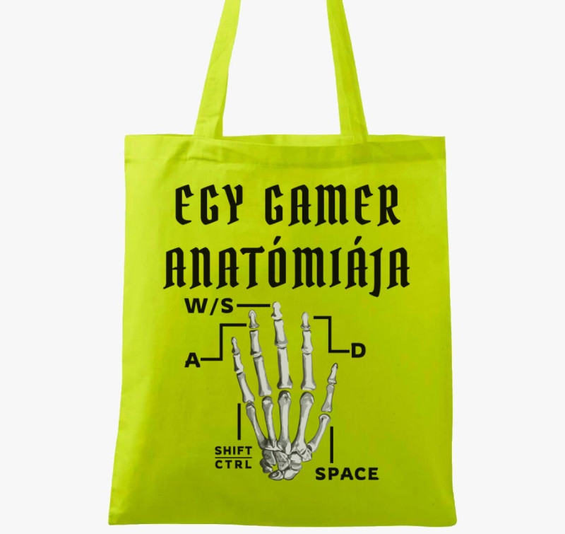 Gamer anatómia vászontáska — Lime