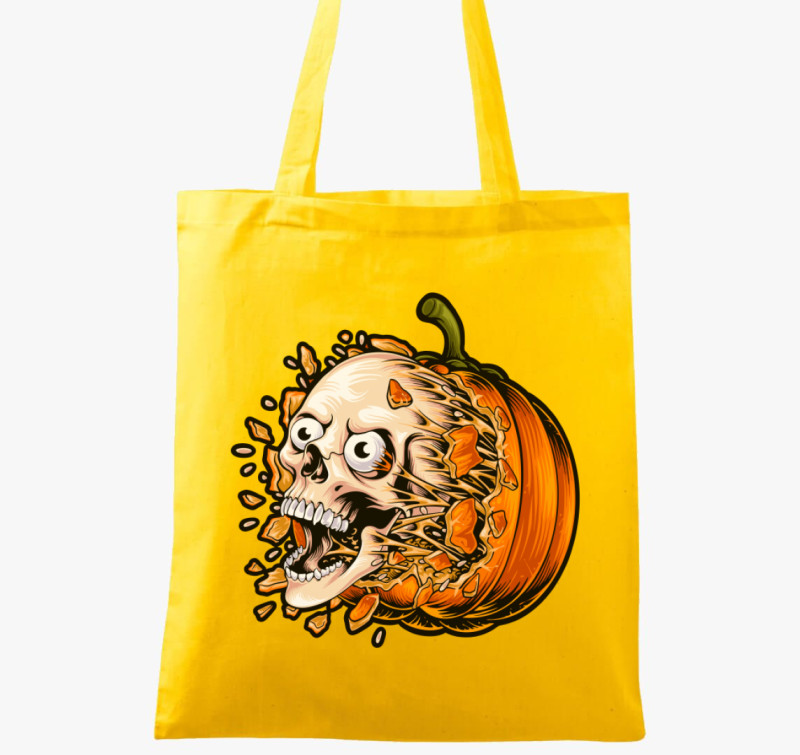 Ijesztő tökös Halloween vászontáska — Sárga