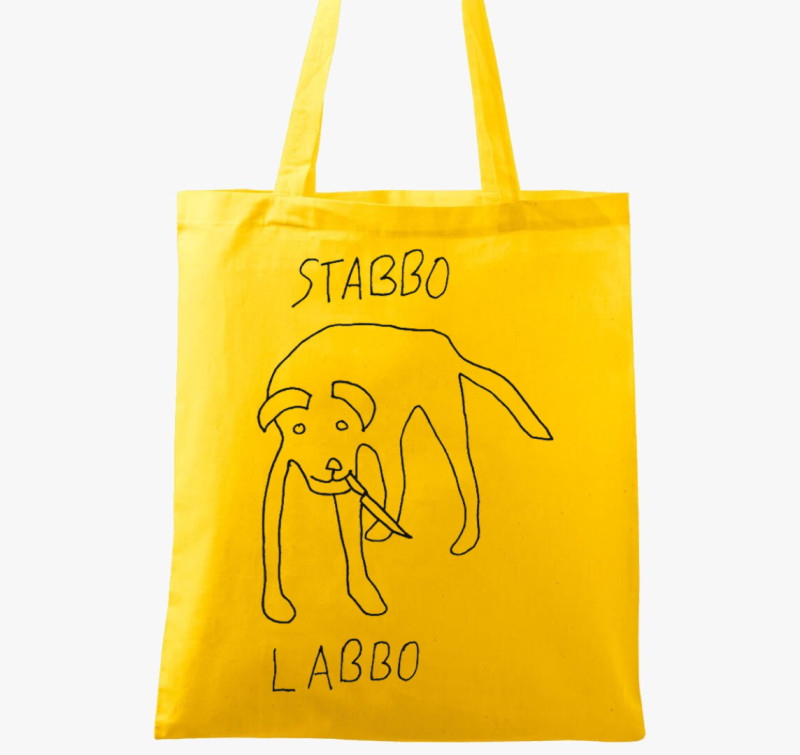 Stabbo labbo fekete vászontáska — Sárga