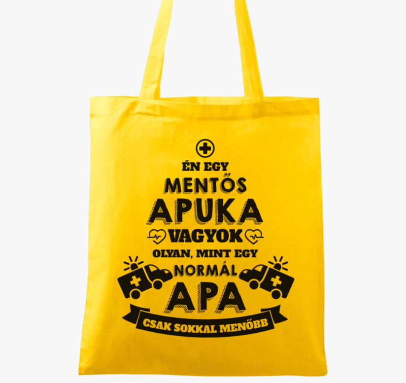 Mentős apuka vászontáska — Sárga
